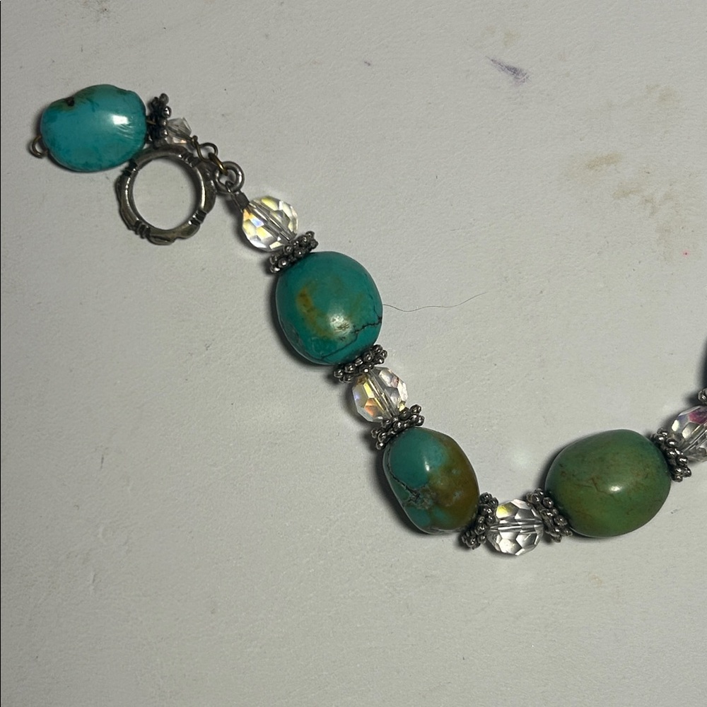 Turquoise Nugget & AB Bracelet - Picture 3 of 11